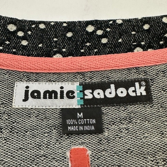 Jamie Sadock Womens Golf Shirt Size M Black Gray Polka Dot Knit Short Sleeve - Picture 6 of 11